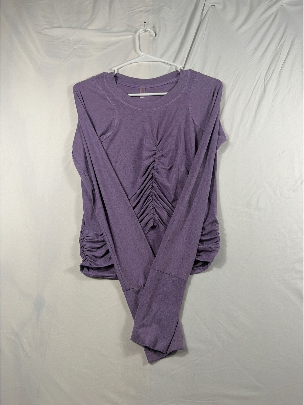 Free People Movement Lavender Ruched Long Sleeve Top Size Large